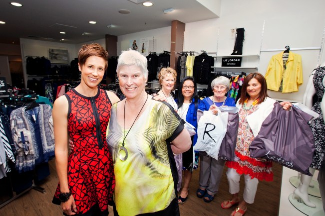 Northgate Fashion stylist Erin Wiss with carer Alannah Watts-Hampton,  Shirley Yates, Lam Shaw, Elizabeth Banks, Cecibel Gonzales 