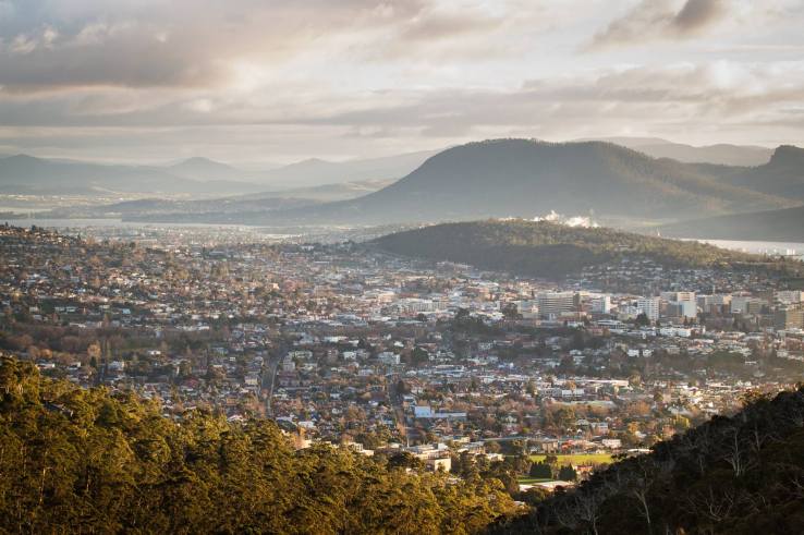 Bird’s eye view of Hobart, by photographer Scott Bradshaw
