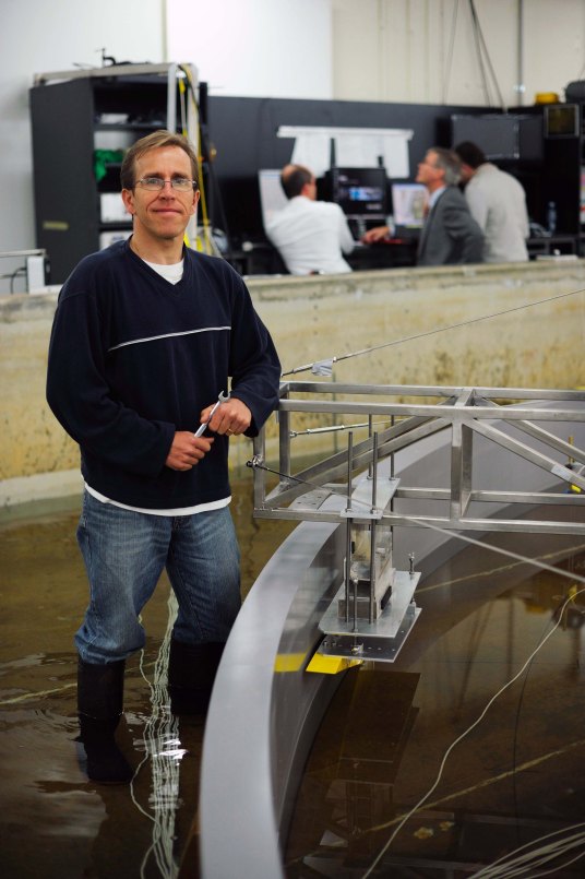 Dr Steven Schmied in the test basin.